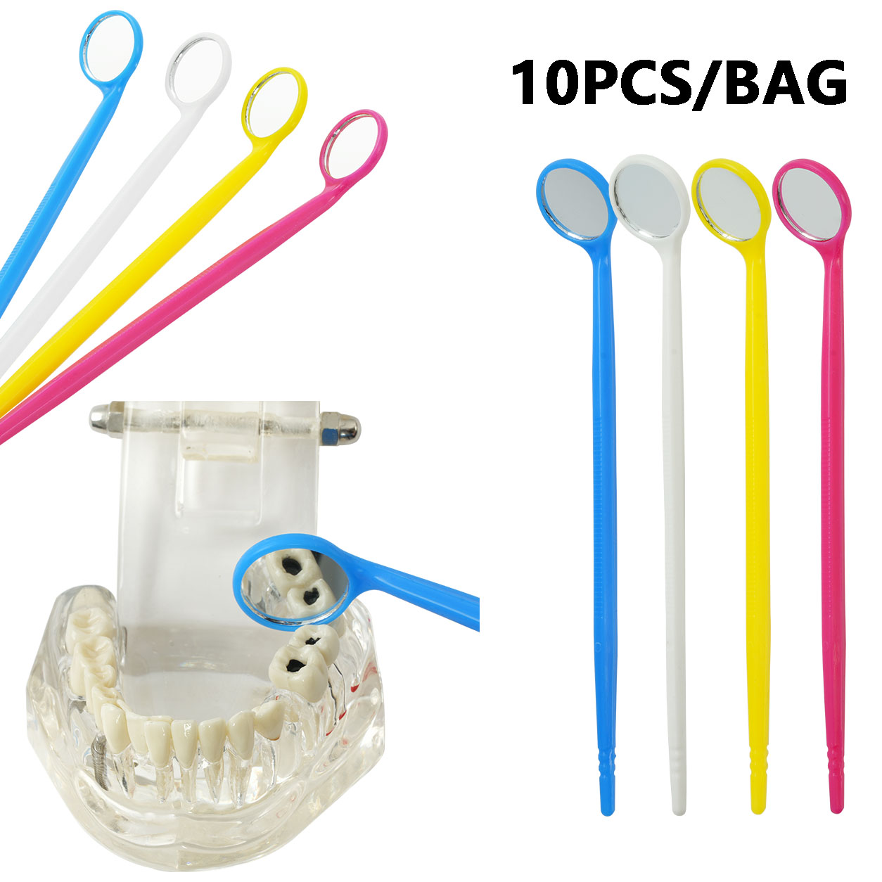 Whitening Teeth Dentist - 10 Espelhos Dentais Descartáveis de Plástico