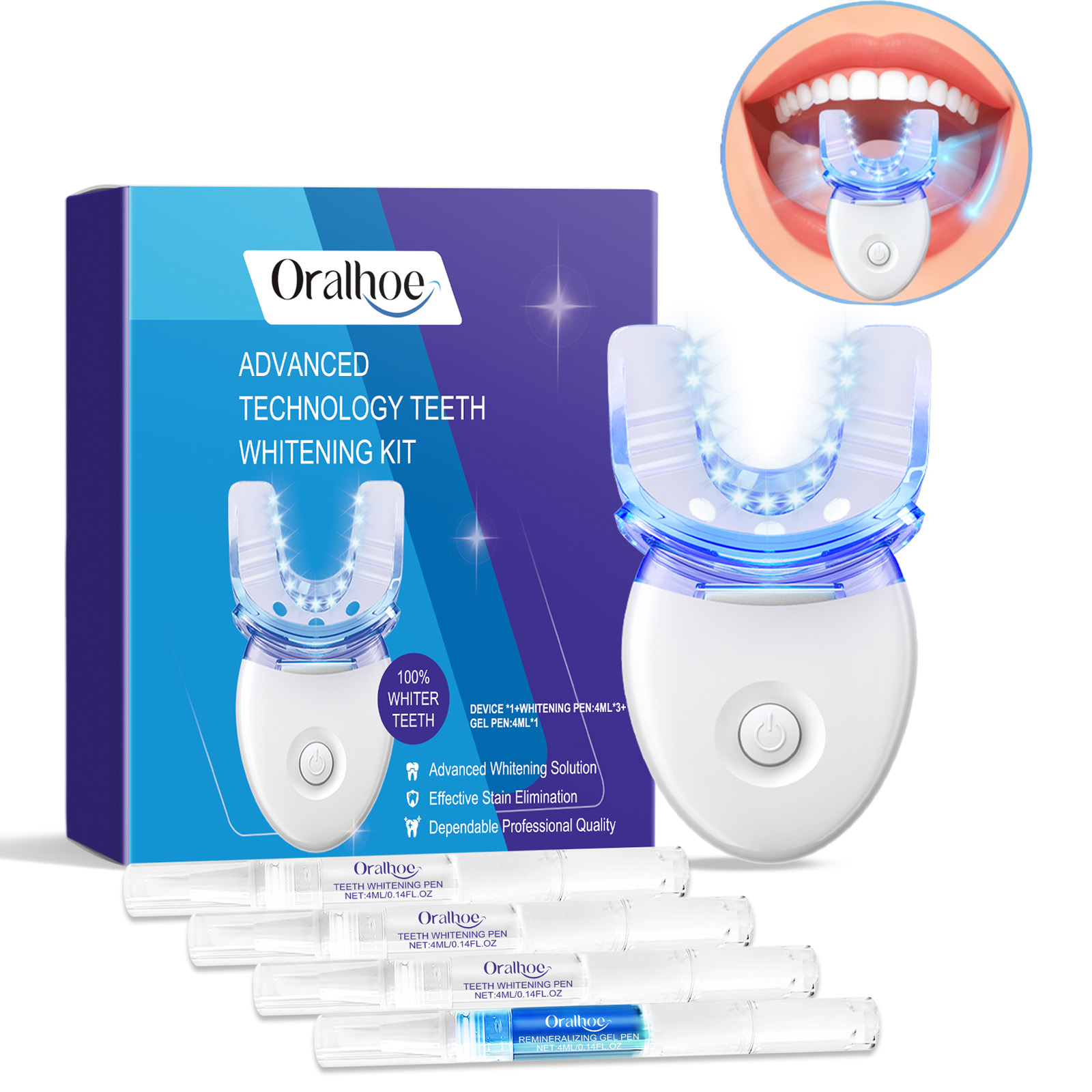 Teeth Whitening Remedies - Kit profissional de luz led para